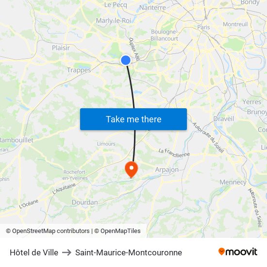 Hôtel de Ville to Saint-Maurice-Montcouronne map