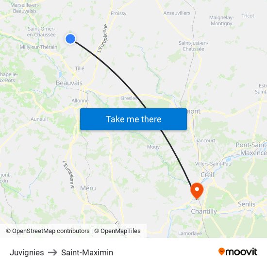Juvignies to Saint-Maximin map