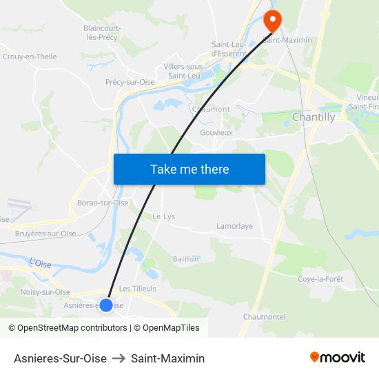 Asnieres-Sur-Oise to Saint-Maximin map