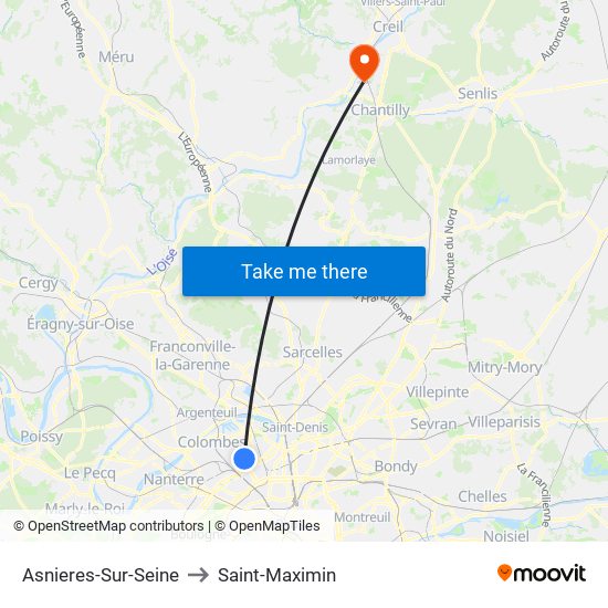 Asnieres-Sur-Seine to Saint-Maximin map