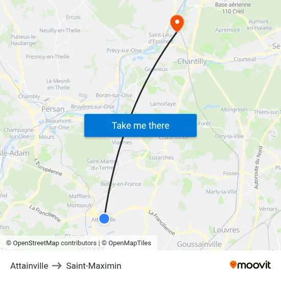 Attainville to Saint-Maximin map