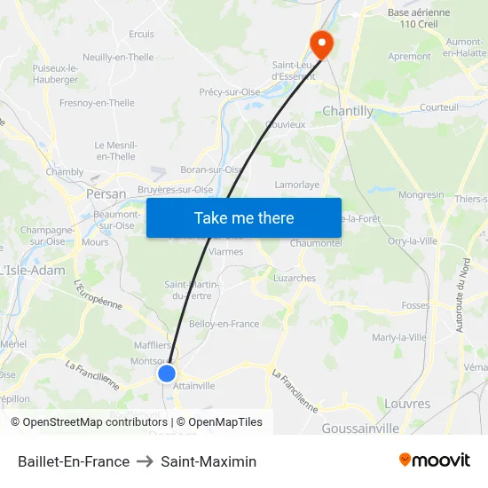 Baillet-En-France to Saint-Maximin map