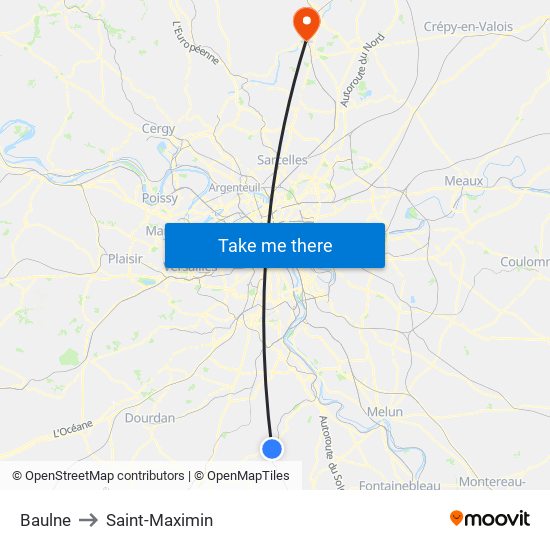 Baulne to Saint-Maximin map