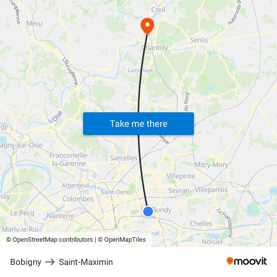 Bobigny to Saint-Maximin map