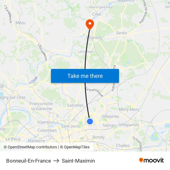 Bonneuil-En-France to Saint-Maximin map