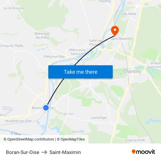 Boran-Sur-Oise to Saint-Maximin map