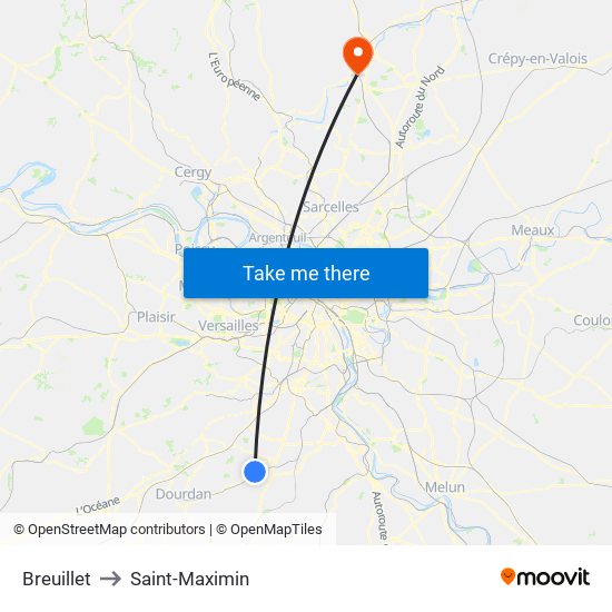 Breuillet to Saint-Maximin map