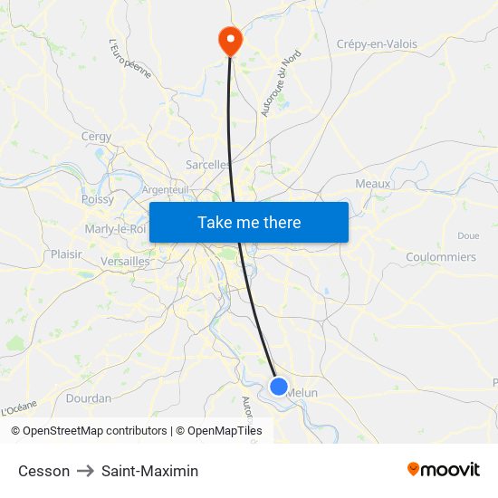 Cesson to Saint-Maximin map