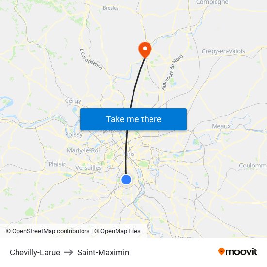 Chevilly-Larue to Saint-Maximin map
