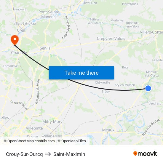 Crouy-Sur-Ourcq to Saint-Maximin map