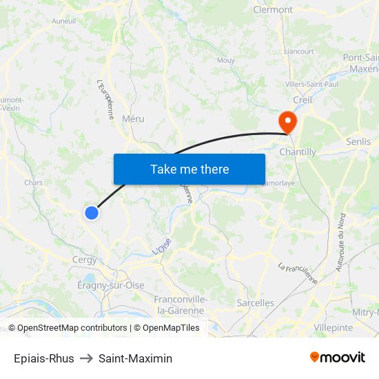 Epiais-Rhus to Saint-Maximin map