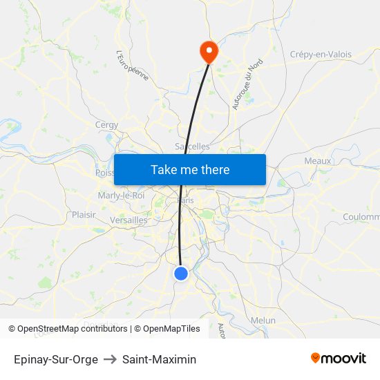 Epinay-Sur-Orge to Saint-Maximin map