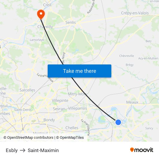 Esbly to Saint-Maximin map