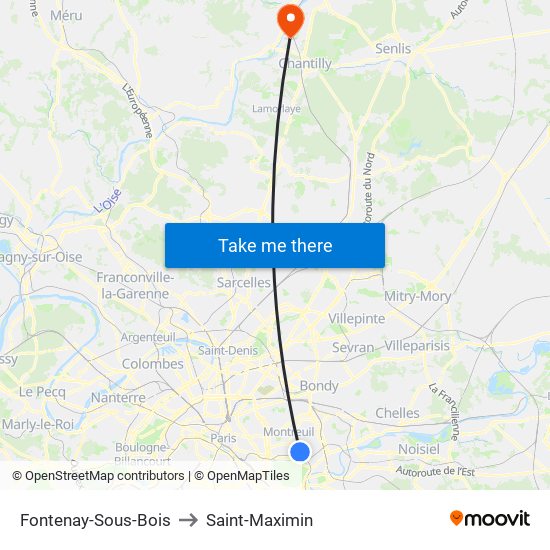 Fontenay-Sous-Bois to Saint-Maximin map
