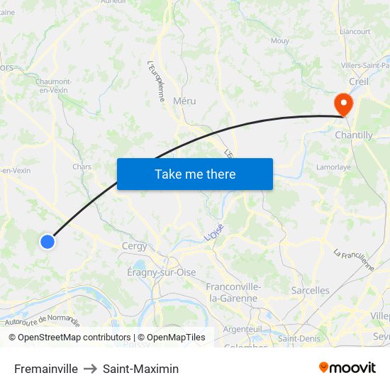 Fremainville to Saint-Maximin map