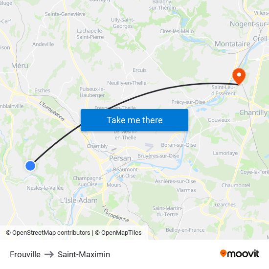 Frouville to Saint-Maximin map