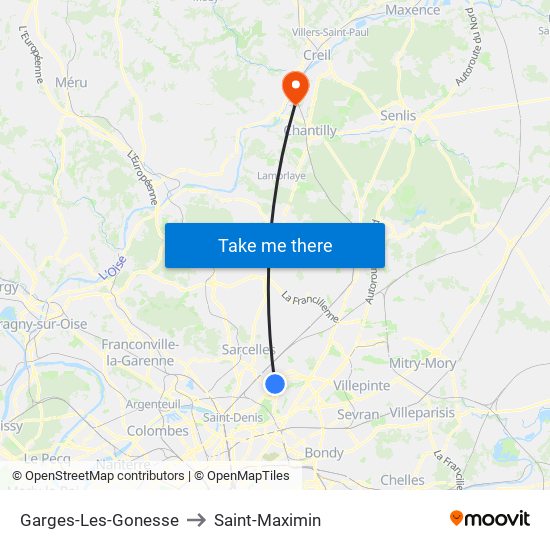 Garges-Les-Gonesse to Saint-Maximin map