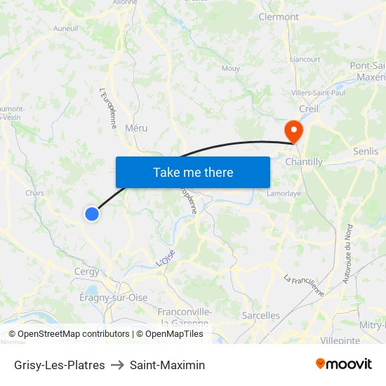 Grisy-Les-Platres to Saint-Maximin map