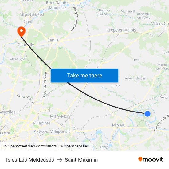 Isles-Les-Meldeuses to Saint-Maximin map