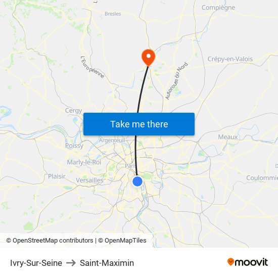 Ivry-Sur-Seine to Saint-Maximin map