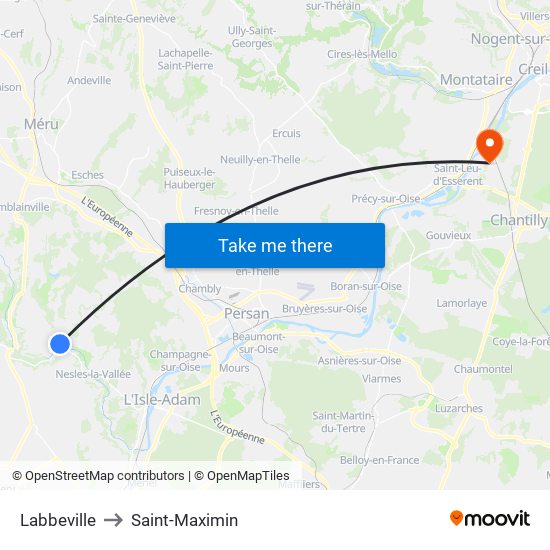 Labbeville to Saint-Maximin map