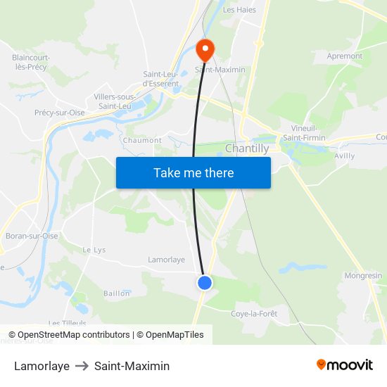 Lamorlaye to Saint-Maximin map