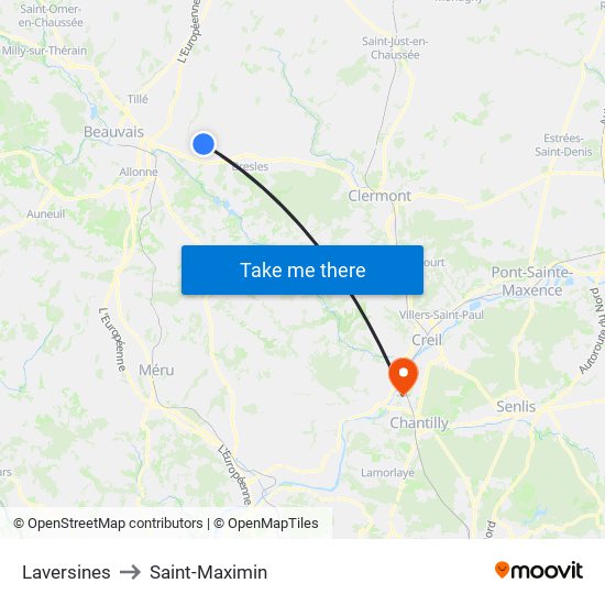 Laversines to Saint-Maximin map