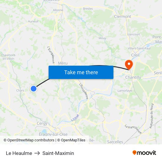 Le Heaulme to Saint-Maximin map