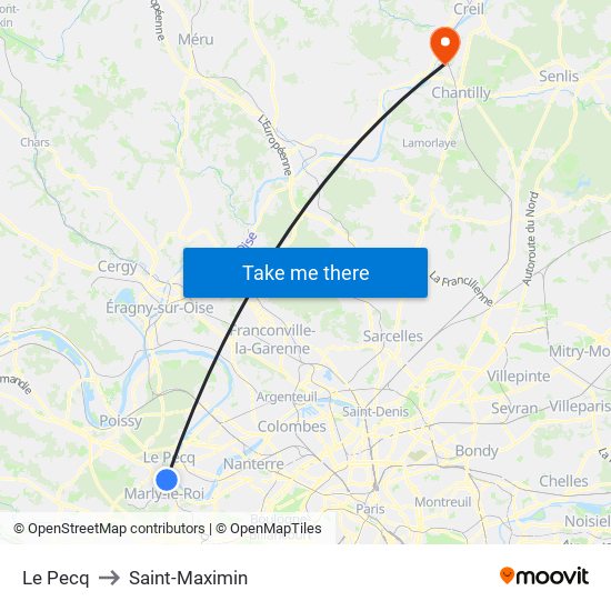 Le Pecq to Saint-Maximin map