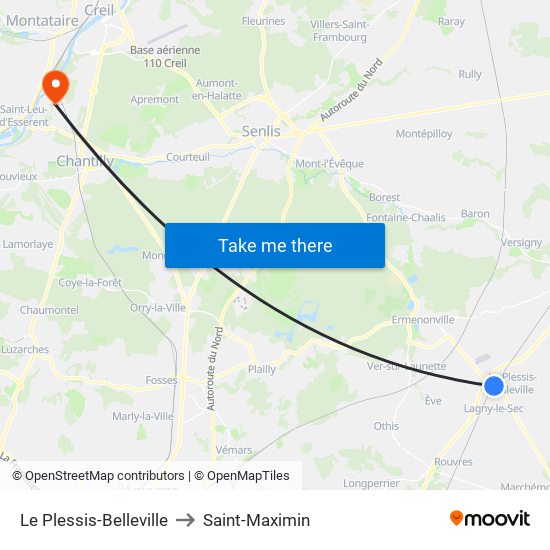 Le Plessis-Belleville to Saint-Maximin map