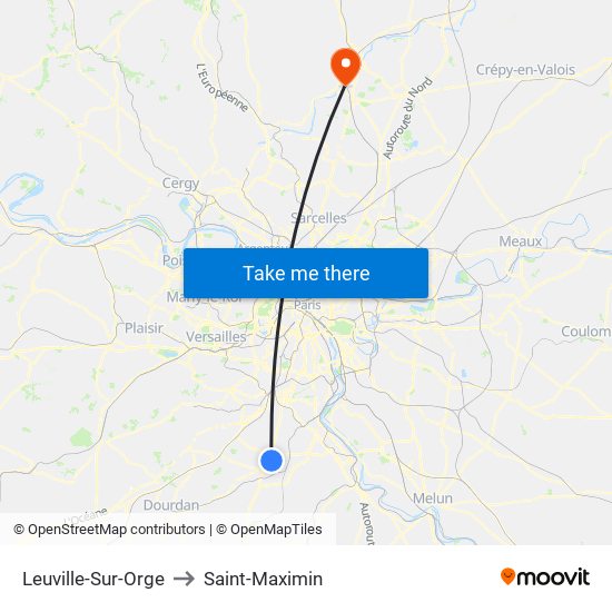 Leuville-Sur-Orge to Saint-Maximin map