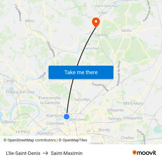 L'Ile-Saint-Denis to Saint-Maximin map