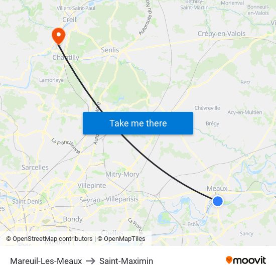 Mareuil-Les-Meaux to Saint-Maximin map