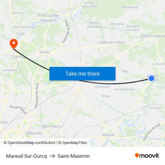 Mareuil-Sur-Ourcq to Saint-Maximin map