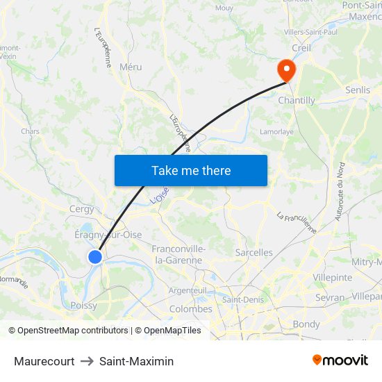 Maurecourt to Saint-Maximin map