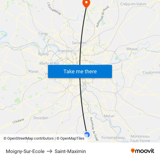 Moigny-Sur-Ecole to Saint-Maximin map