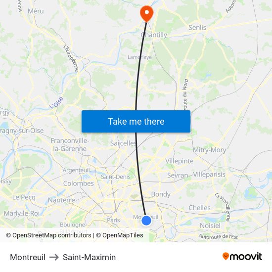 Montreuil to Saint-Maximin map