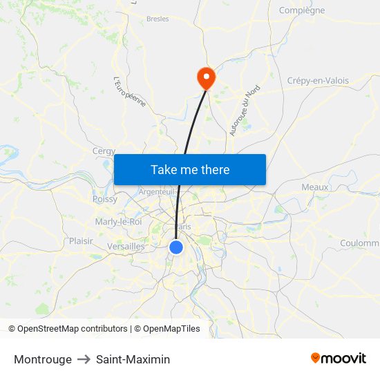 Montrouge to Saint-Maximin map