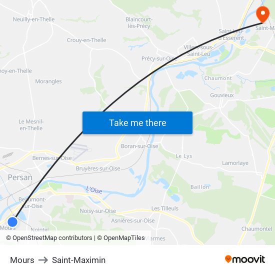 Mours to Saint-Maximin map