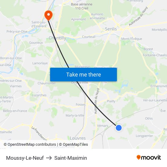 Moussy-Le-Neuf to Saint-Maximin map