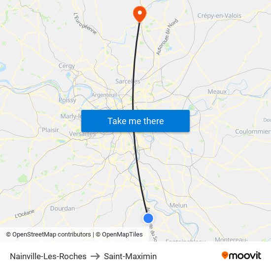 Nainville-Les-Roches to Saint-Maximin map