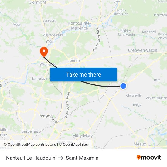 Nanteuil-Le-Haudouin to Saint-Maximin map