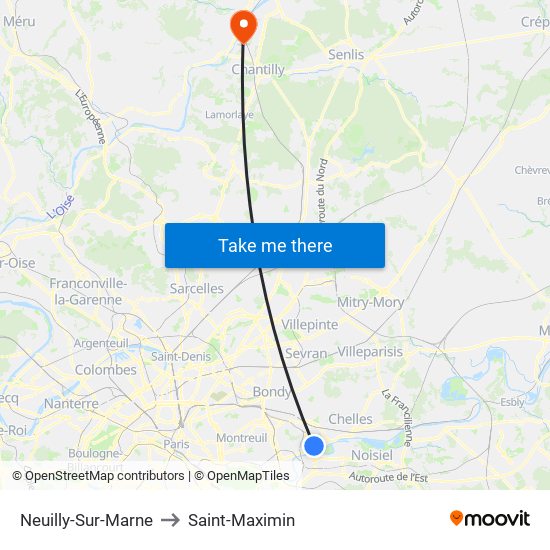 Neuilly-Sur-Marne to Saint-Maximin map