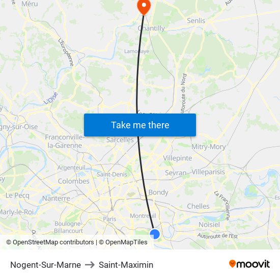 Nogent-Sur-Marne to Saint-Maximin map