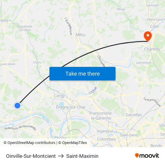 Oinville-Sur-Montcient to Saint-Maximin map