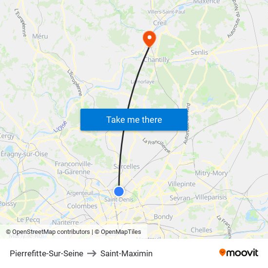 Pierrefitte-Sur-Seine to Saint-Maximin map