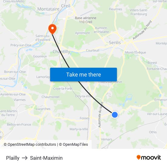 Plailly to Saint-Maximin map