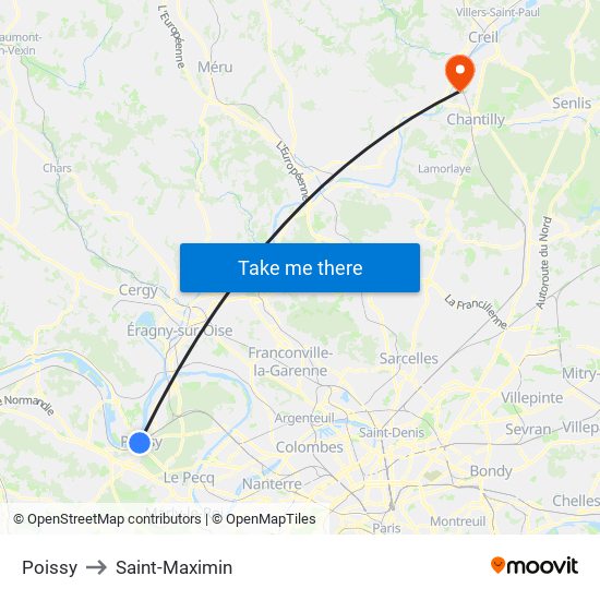Poissy to Saint-Maximin map