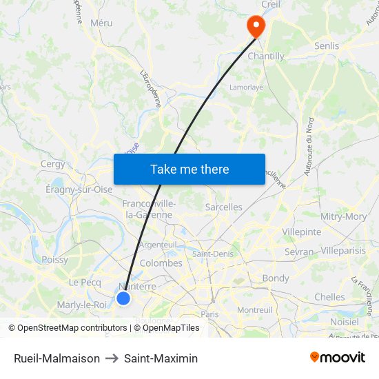 Rueil-Malmaison to Saint-Maximin map