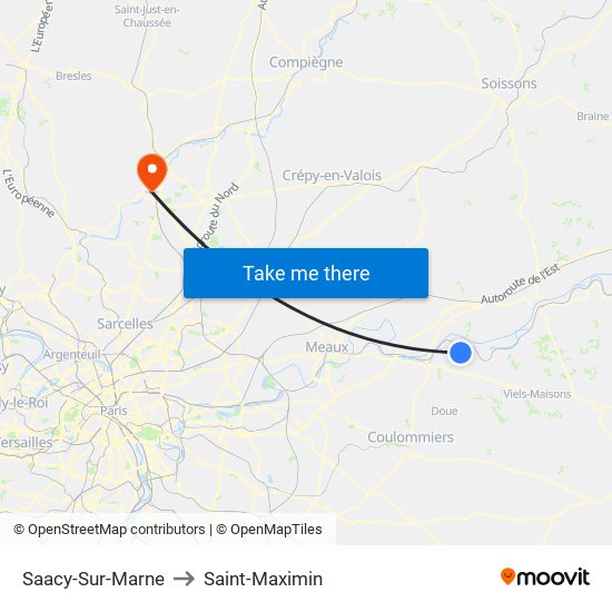 Saacy-Sur-Marne to Saint-Maximin map